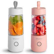 Load image into Gallery viewer, Portable Electric Blender in white and light pink - blendoclock
